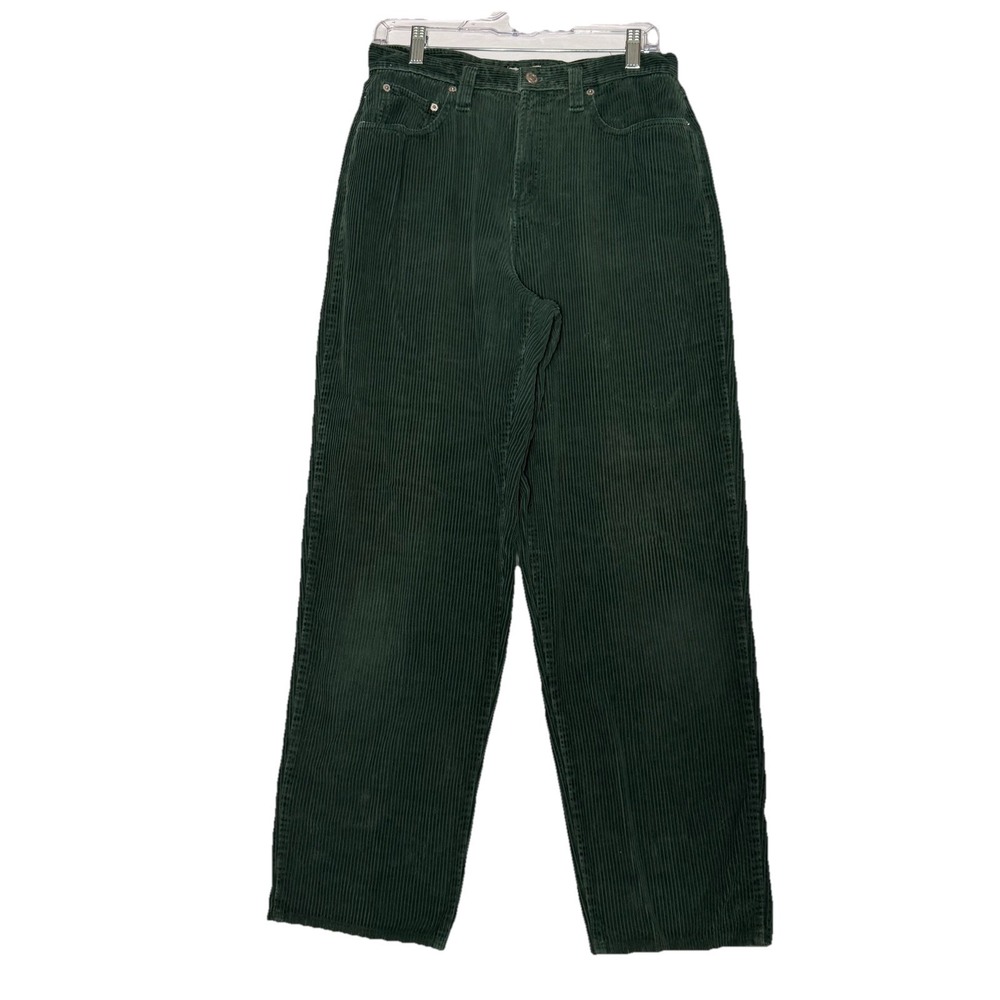 Vintage Essentials Green Wide Wale Corduroy Pants Women's Size 10 High Rise 90s - Picture 3 of 8